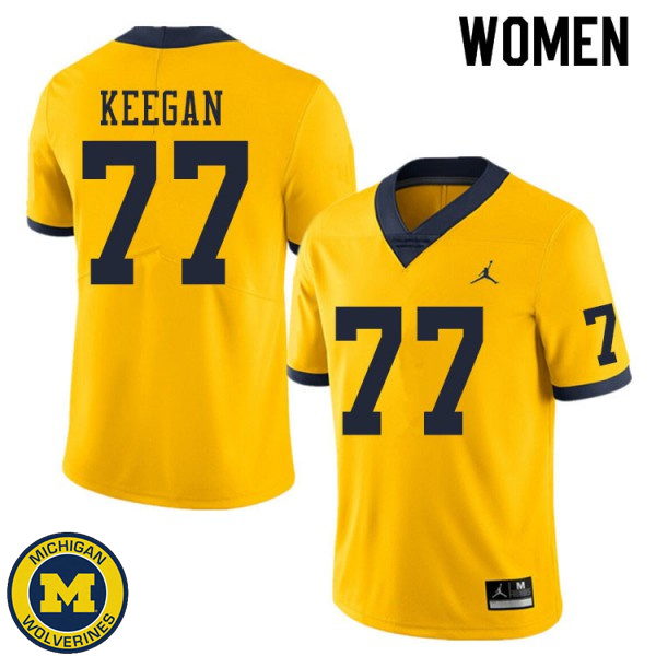 Women University of Michigan #77 Trevor Keegan Yellow NCAA Football Jersey